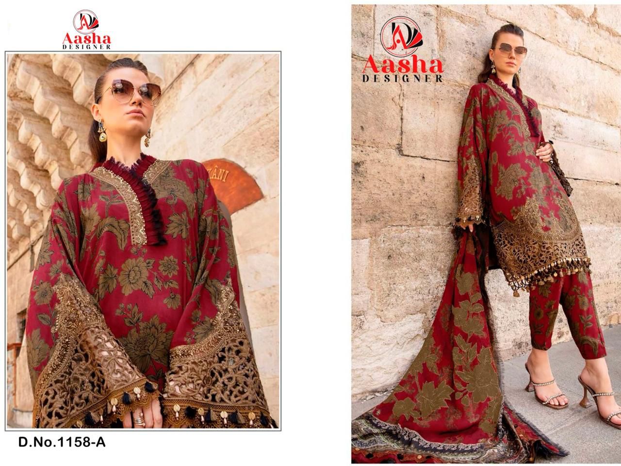 Aasha 1158 A and B Cotton Printed Pakistani Suits Suppliers In India